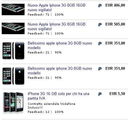 iPhone 3G Ebay Italia