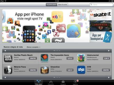 App Store e iBookstore per iPad