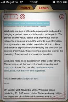 WikiLeaks App per iPhone
