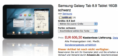 samsung galaxy tab 8 9 prezzo