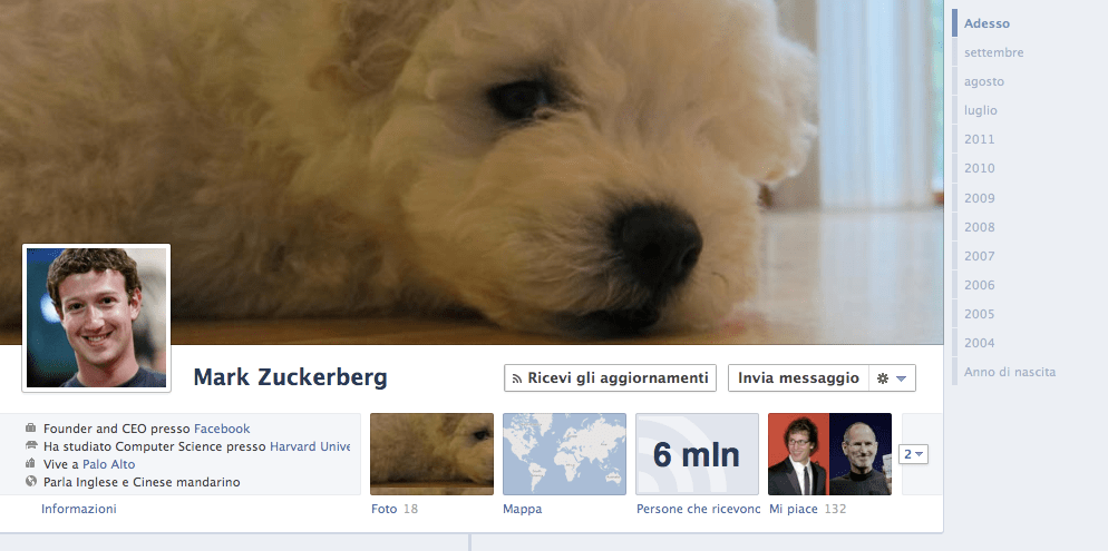 nuovo profilo facebook zuckerberg