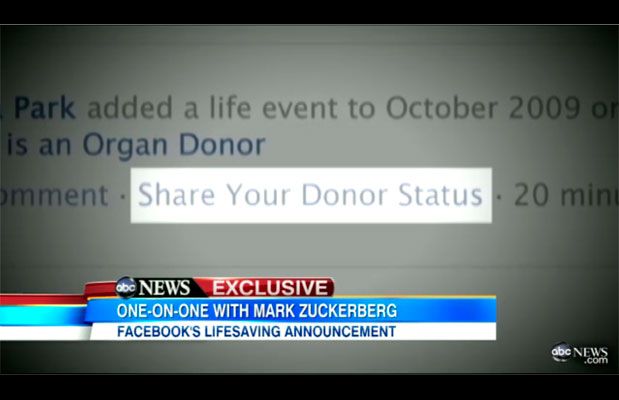 facebook status donatore organi
