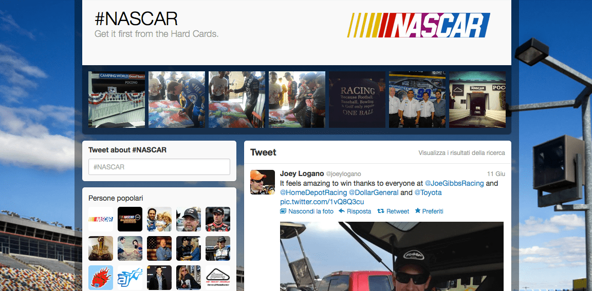 Twitter Hashtag Pages nascar