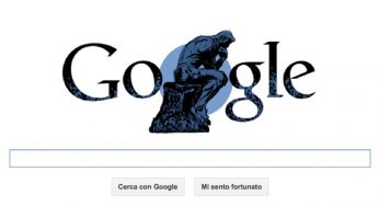 Google Doodle per Auguste Rodin con il logo “Pensatore”