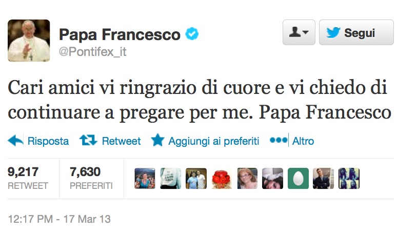Papa Francesco Twitter Pontifex