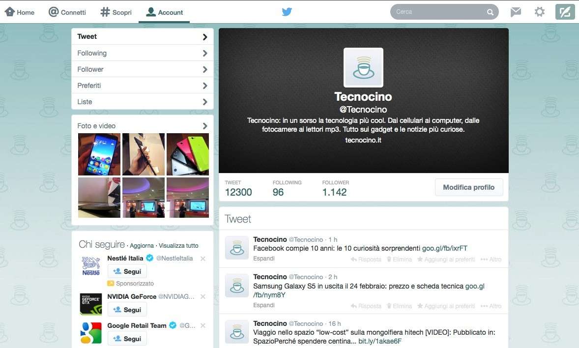 Twitter nuova grafica