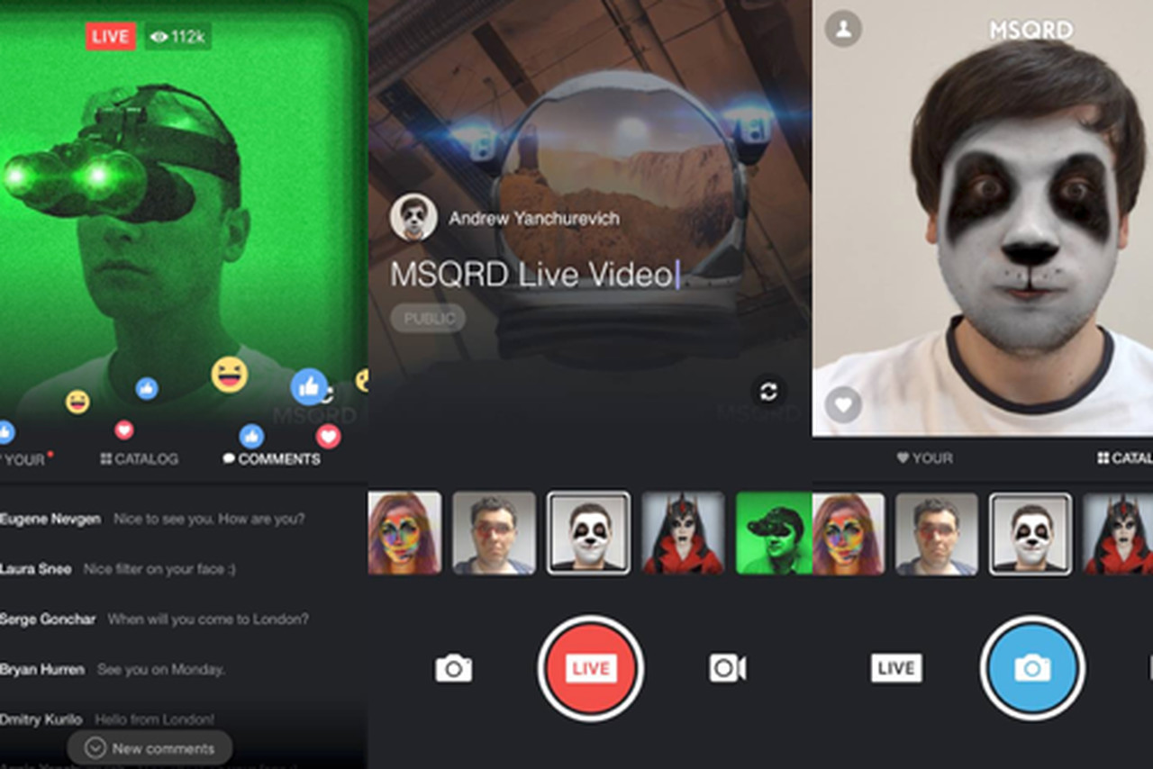 Facebook Live MSQRD filtri