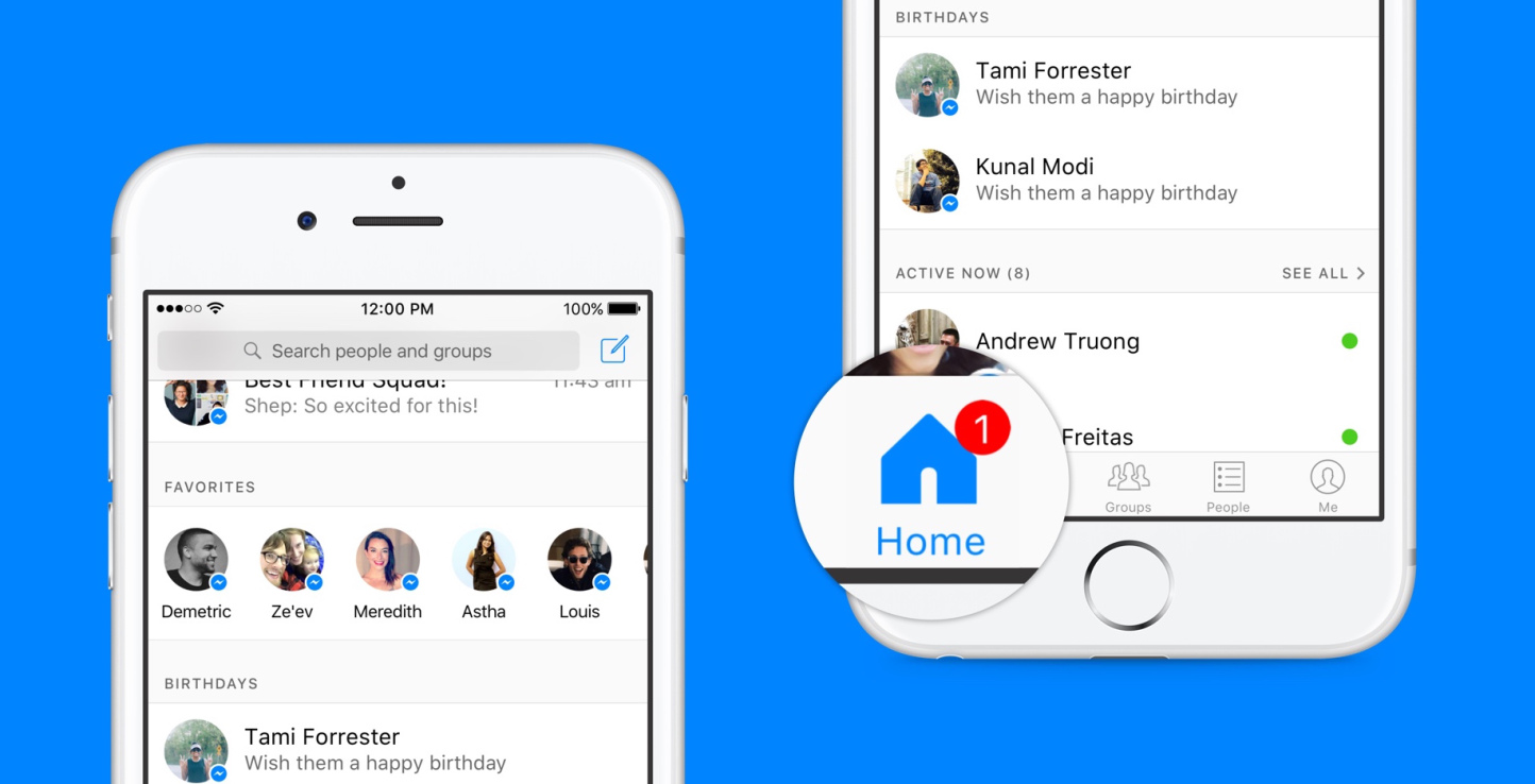 Facebook Messenger schermata Home