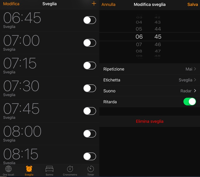 Sveglia iPhone come funziona a telefono spento Tecnocino