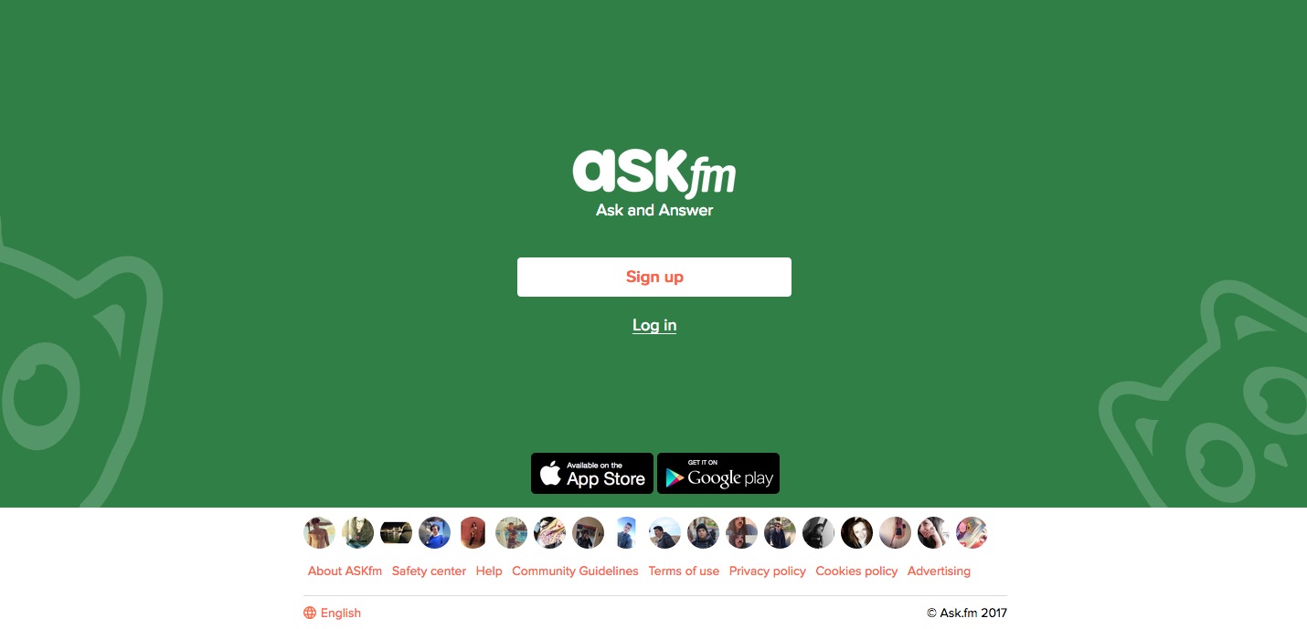 Ask.fm homepage