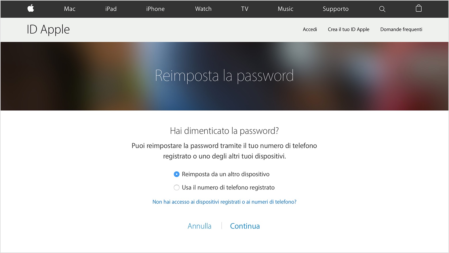 Come recuperare password ID Apple