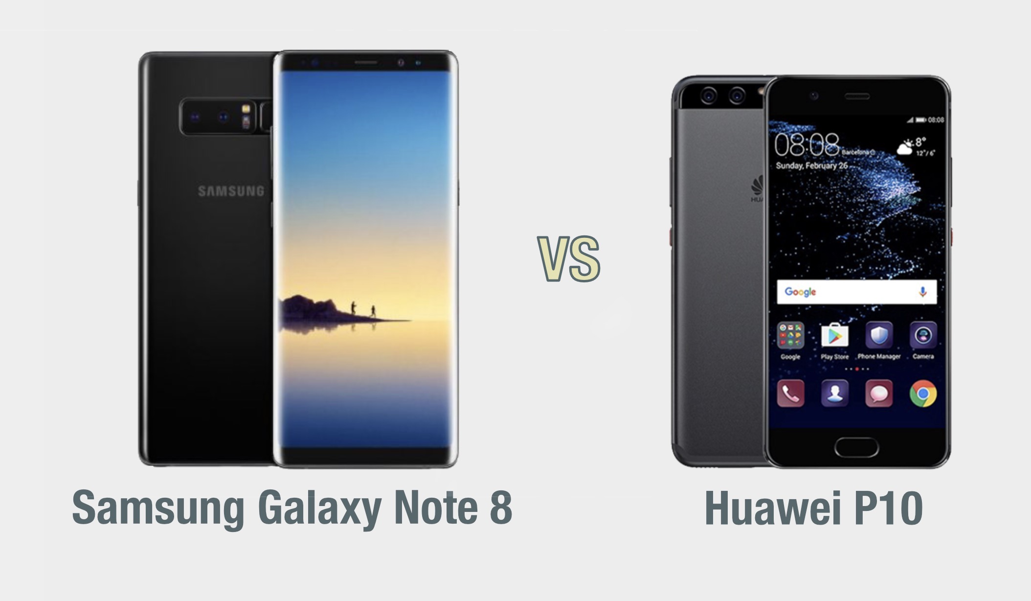Samsung Galaxy Note 8 vs Huawei P10