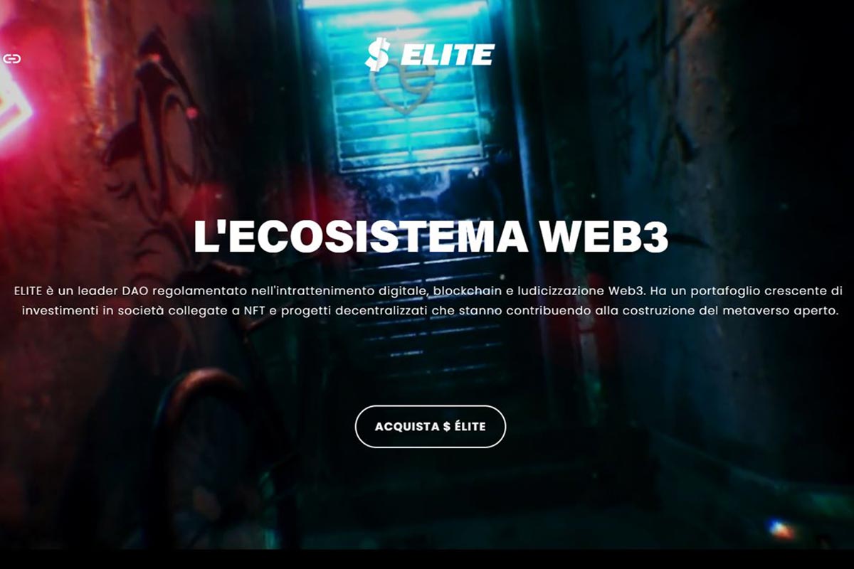 Foto della home page del sito di Elite
